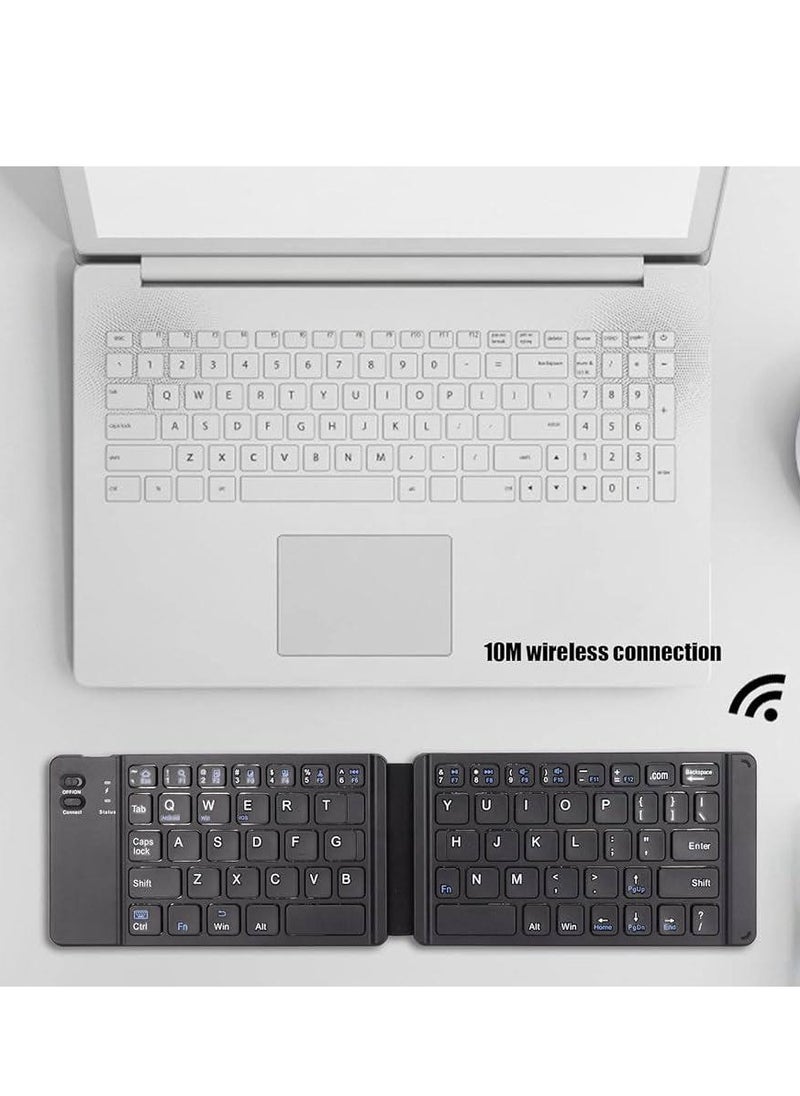 Zero - Ultrathin Foldable Wireless Keyboard 3 Devices Mini Portable Rechargeable Bluetooth Keyboard 64 Keys Compatible with Ios Windows Android Tablet Laptop Phone - Image 1