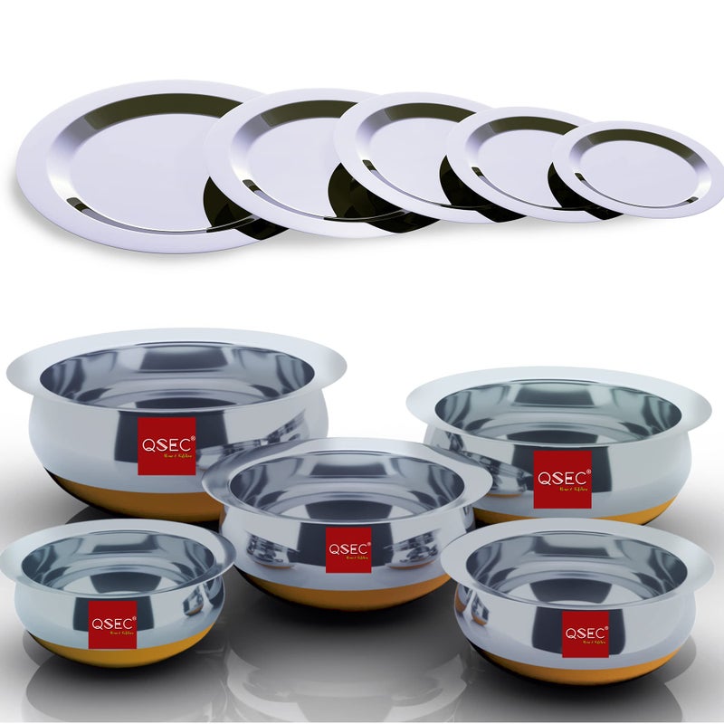 QSEC Handi Set with lid | Urli Set of 5 with Size 500 ml, 800ml, 1000ml , 1200ml, 1500ml | Urli Bowl for Home & Kitchen - Image 4