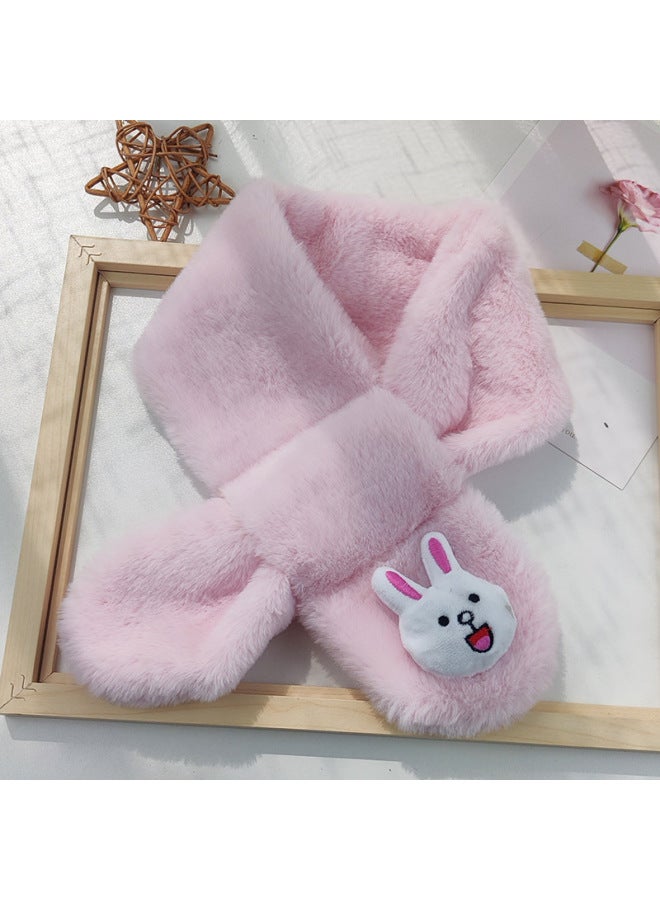 New Children's Scarf Autumn And Winter Plush New Year Christmas Cute Thickened Cartoon Imitation Rabbit Fur Baby Scarf