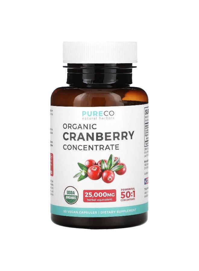 Pure Co., Organic Cranberry Concentrate, 500 mg, 60 Vegan Capsules (Packaging may vary) - Image 1