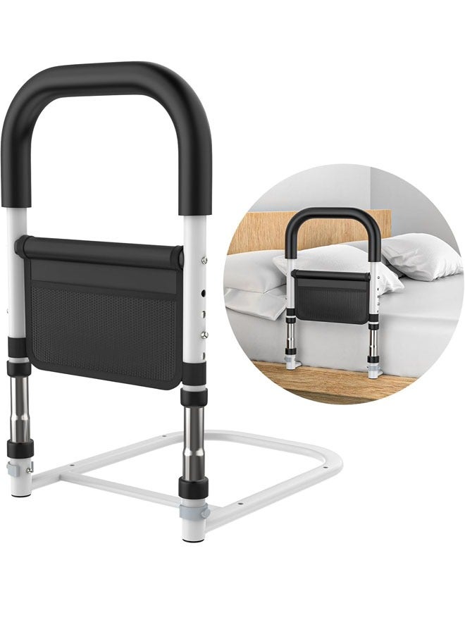 بيوينتي الدرابزينات لسلامة كبار السن مع جيوب تخزين قابلة للتعديل مع دعم جانبي لمساعدة كبار السن تنزلق تحت فراش السرير مع عكاز طبي لحماية السرير ومقابض سرير الأسرة - Image 1