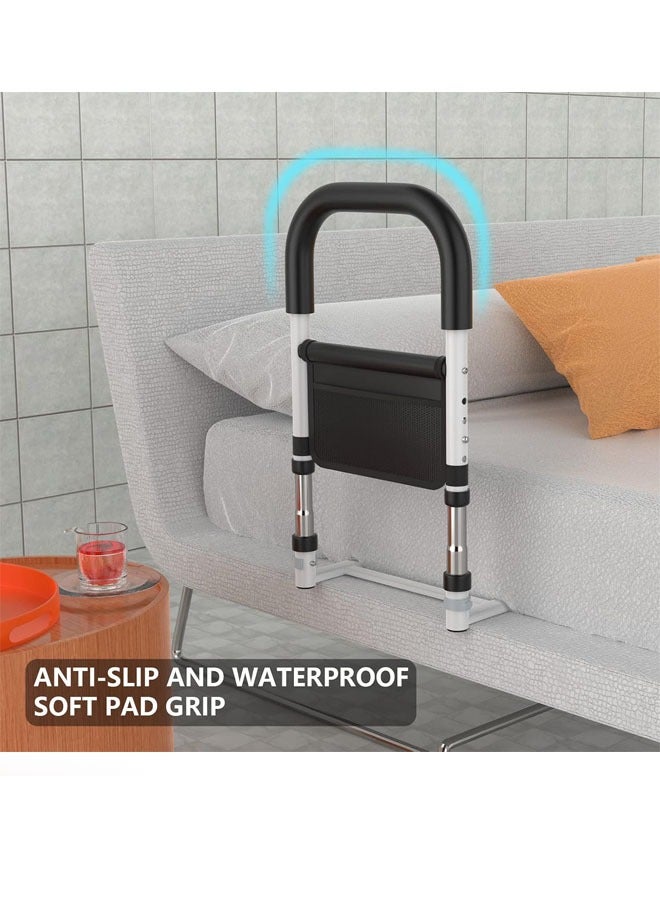 بيوينتي الدرابزينات لسلامة كبار السن مع جيوب تخزين قابلة للتعديل مع دعم جانبي لمساعدة كبار السن تنزلق تحت فراش السرير مع عكاز طبي لحماية السرير ومقابض سرير الأسرة - Image 5