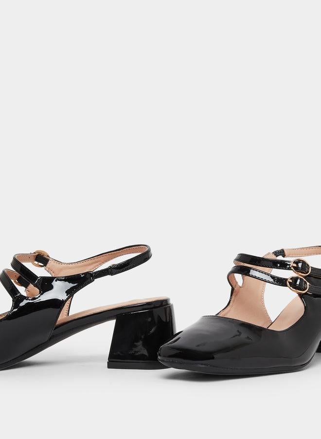 ستايلي حذاء ماري جين لامع بكعب سميك - Image 4