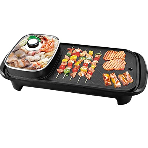 VBM Electric Grill with Hot Pot, 2 in 1 Indoor Non-Stick Electric Hot Pot and Griddle for Korean BBQ, Steaks, Shabu - Shabu and Noodles - Image 1