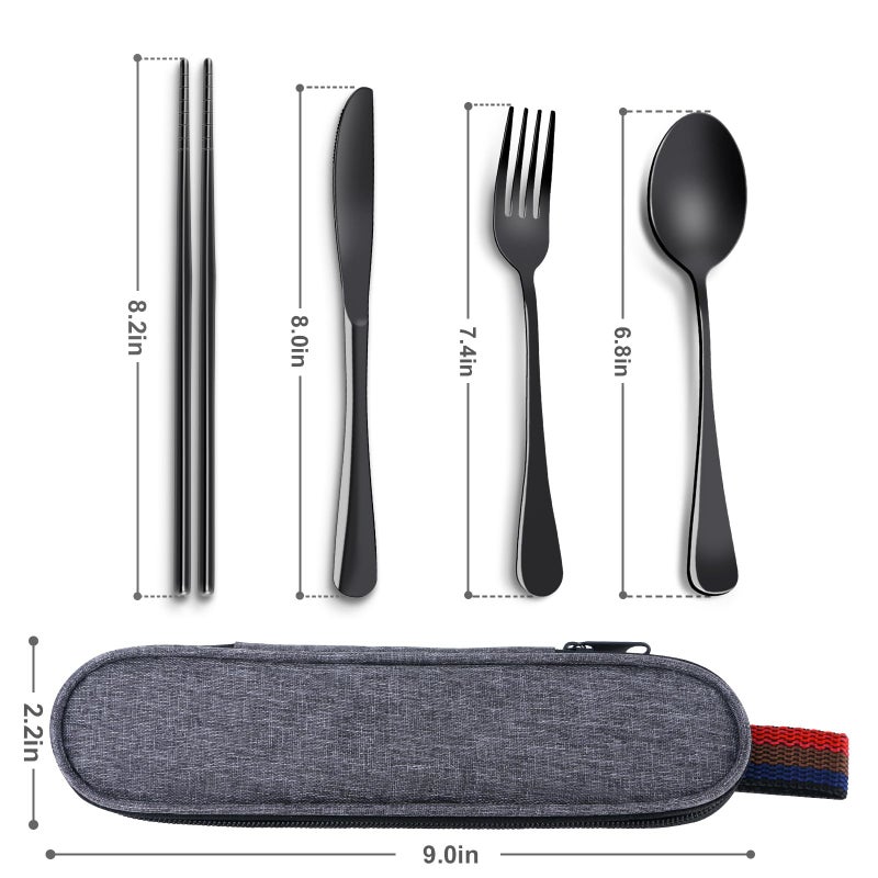 GuoluvSoo Reusable Travel Utensils Set With Case  Premium Stainless Steel Flatware  Portable Silverware For Lunch  Camping  Picnic  Travel Fork And Spoon Set  To Go Utensils  Dishwasher Safe - Image 2