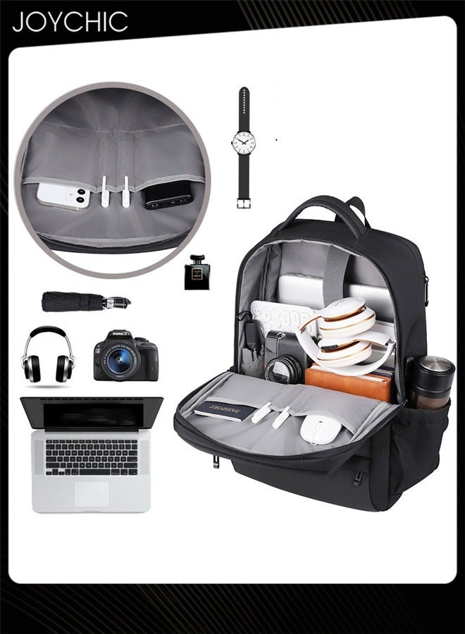 Joychic حقيبة ظهر عملية للطلاب 15.6 بوصة من أوكسفورد للسفر الخارجي حقيبة نهارية بسعة كبيرة حقيبة مدرسية مع منفذ USB للرجال عمل باللون الأسود - Image 2