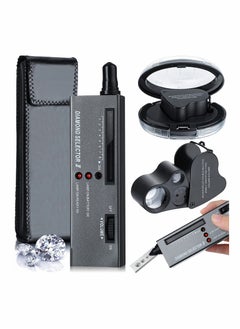 Excefore High Accuracy Diamond Tester Jewelry Diamond Detector Gem Diamond Tester Pen 30X 60X Illuminated Jewelry Eye Loupe Mini LED Foldable Magnifying Jewelry Distinguish Tool (Black Tester, Black Loupe)  - Image 1