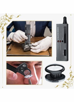 Excefore High Accuracy Diamond Tester Jewelry Diamond Detector Gem Diamond Tester Pen 30X 60X Illuminated Jewelry Eye Loupe Mini LED Foldable Magnifying Jewelry Distinguish Tool (Black Tester, Black Loupe)  - Image 3
