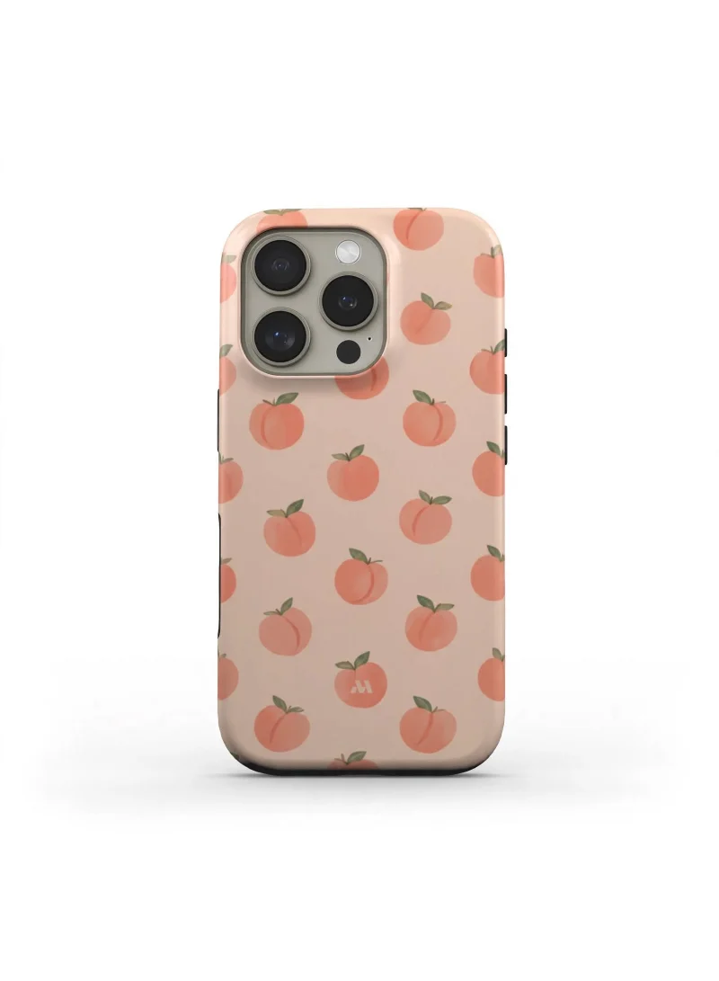 Mobcos iPhone 16 Pro Max Peach Polka Premium Case Compatible with Hybrid Dual-Layer Hard Shell + Silicone Protection - Scratch-Resistant Shockproof Mobile Cover