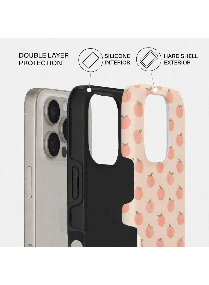 Mobcos iPhone 16 Pro Max Peach Polka Premium Case Compatible with Hybrid Dual-Layer Hard Shell + Silicone Protection - Scratch-Resistant Shockproof Mobile Cover