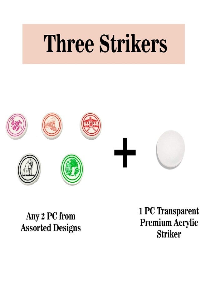 Craftsman Carrom Coin Set of 24 Coins Sheesham Wood Champion Carrom Coins + Striker (2 Pack + 3 Striker) - Image 3