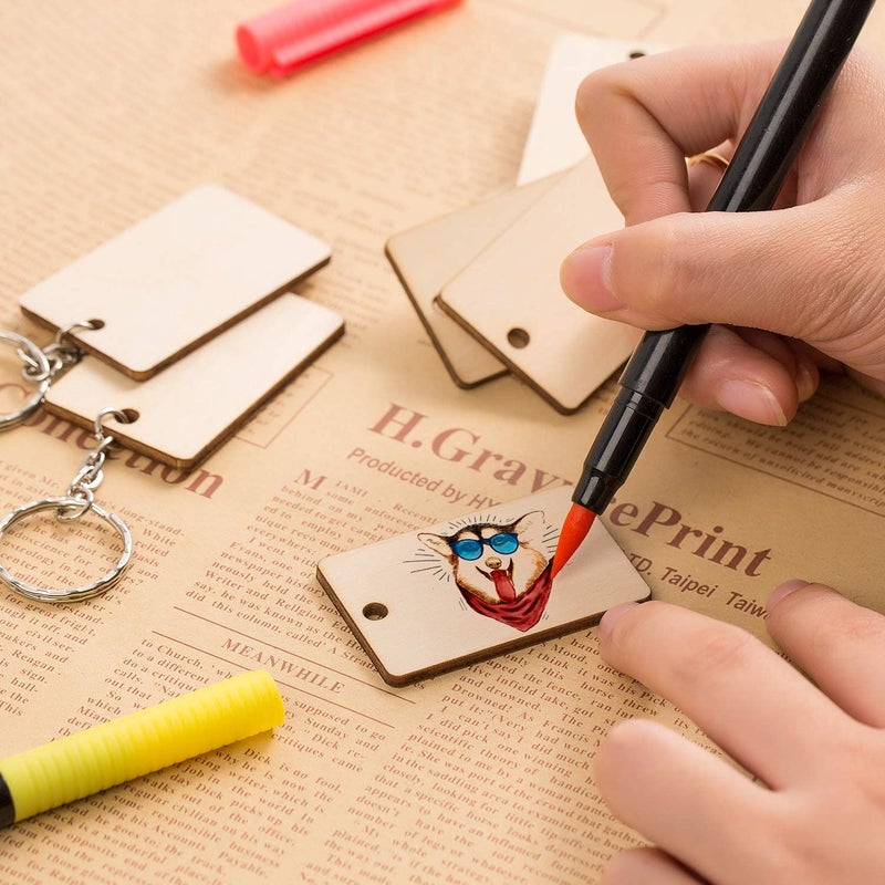 Ecomology Pack of 50 (25Rectangle & 25Square) 2 Shape Key Chains with Ring (50 x 50) mm | Mandala Art MDF Board | MDF Art and Craft | It is Suitable for Craft Activities  - Image 3