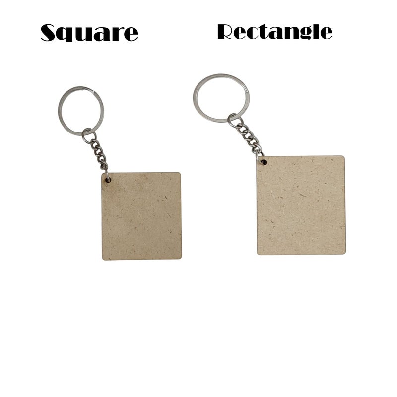 Ecomology Pack of 50 (25Rectangle & 25Square) 2 Shape Key Chains with Ring (50 x 50) mm | Mandala Art MDF Board | MDF Art and Craft | It is Suitable for Craft Activities  - Image 2