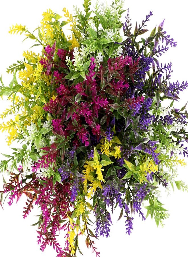 Xinnun 24 Bundles Outdoor Artificial Flowers Fake Lavender Plants UV Resistant Shrubs Greenery Plastic Faux Plants for Home Garden Patio Porch Courtyard Window Box Outdoor Indoor Decoration - Image 3