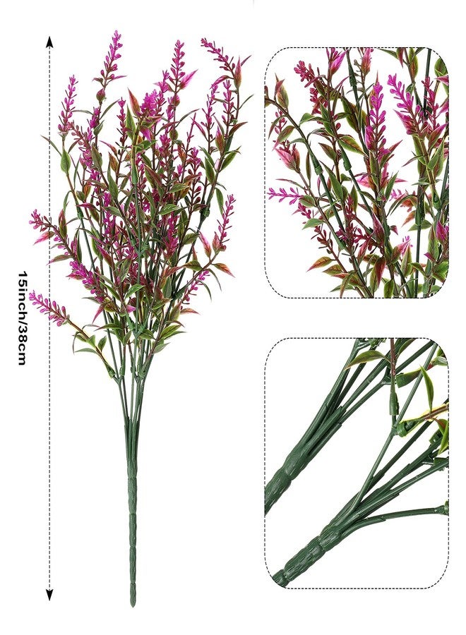 Xinnun 24 Bundles Outdoor Artificial Flowers Fake Lavender Plants UV Resistant Shrubs Greenery Plastic Faux Plants for Home Garden Patio Porch Courtyard Window Box Outdoor Indoor Decoration - Image 4