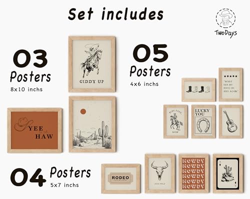 TwoDays Western Wall Decor Retro Southwest Wall Art Wild West Cowboy Rodeo Posters Vintage Country Howdy Prints for Home Living Room Bedroom Multi Sizes 8 X 10 Largest Set of 12 UNFRAMED - Image 3