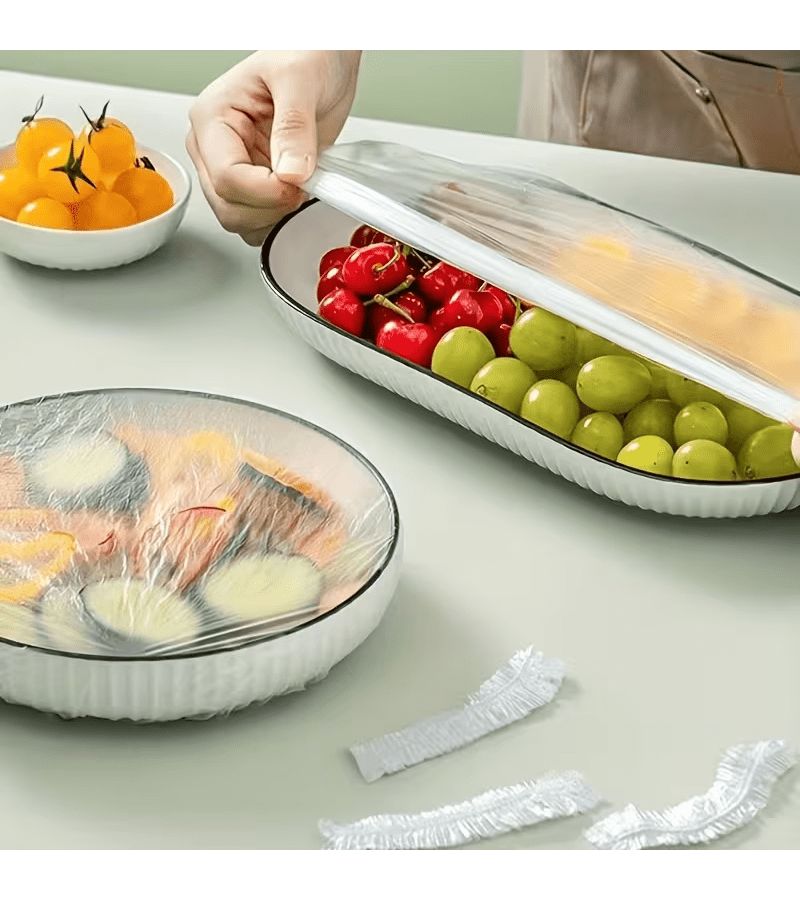 White Food Covers 180pc Disposable Plastic Dome Lids For Fruits Vegetables - Image 2