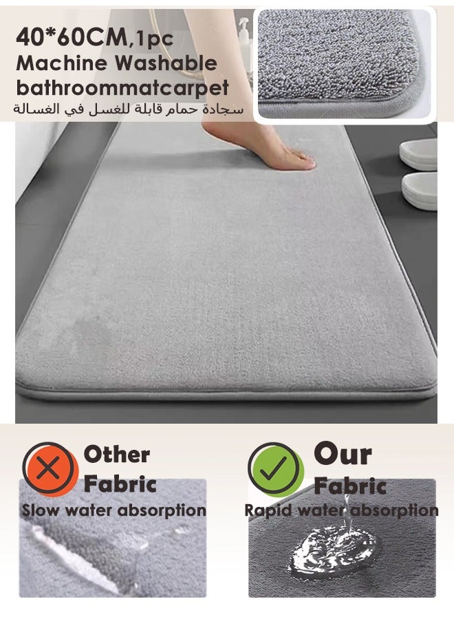 40*60cm Machine Washable bathroom mat carpet, Slow rebound bathroom absorbent floor Rugs, non-slip, super absorbent quick-drying non-slip bottom easy to clean,  Great for bathroom, vanity, vacation home, master bathroom, kids bathroom, guest suite.  - Image 1