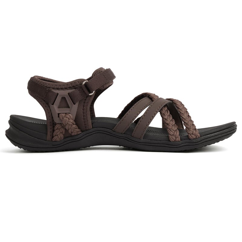 UBFEN Womens Hiking Sandal Sport Sandal Straps with Adjustable Hooks Arch Support Water Sandal Beach Vacation Casual Camping Size 10 Dark Brown - Image 5