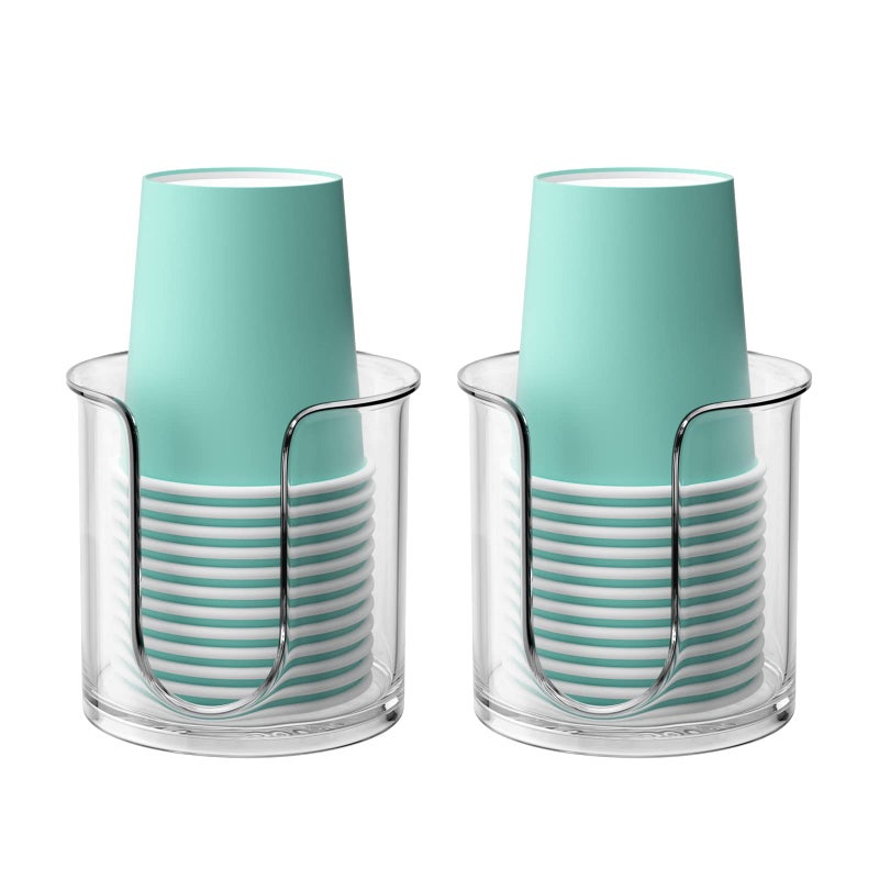 BYAWAY Bathroom Cup DispenserSmall Disposable Paper Cup HolderCompact Mouthwash Cups Holder PC Cup Dispenser for Bathroom Vanity Countertop 2 Pack