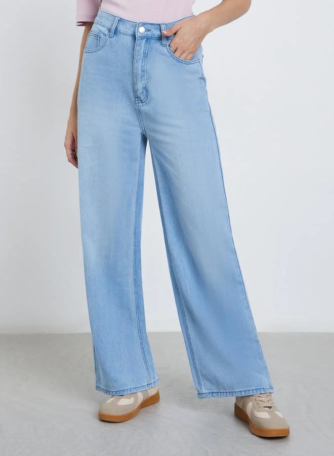 ستايلي Styli High Rise Straight Fit Faded Jeans