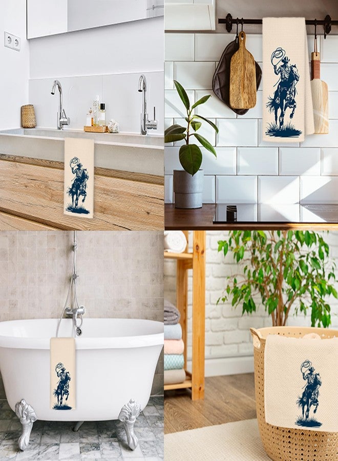 Exqcom Retro Western Kitchen Towels, Rustic Rodeo Cowboy Hand Towels for Bathroom Kitchen, Western Country Cowboy Decorative Dish Towels Drying Cloth, 16x24 Inch - Image 3