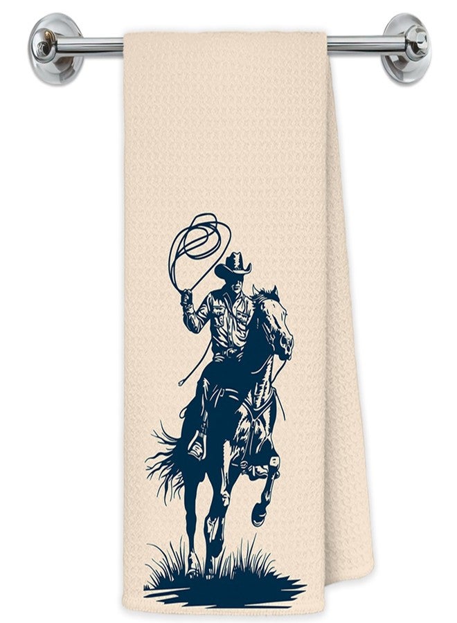 Exqcom Retro Western Kitchen Towels, Rustic Rodeo Cowboy Hand Towels for Bathroom Kitchen, Western Country Cowboy Decorative Dish Towels Drying Cloth, 16x24 Inch - Image 1