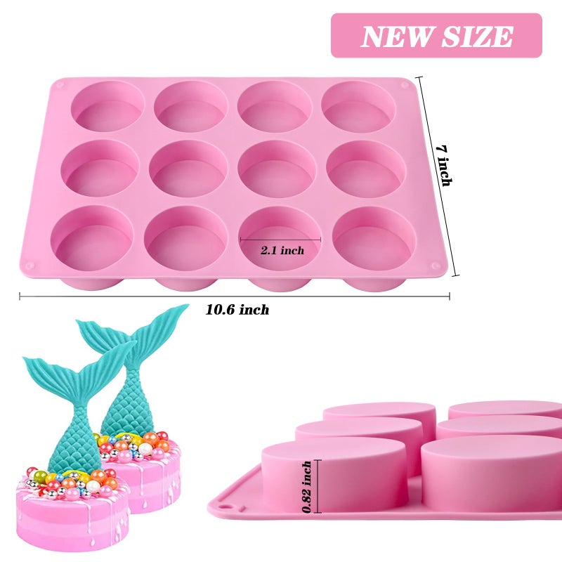 Actvty Round Chocolate Cookie Molds, 3 Pieces 12-Cavity Cylinder Chocolate Silicone Molds for Covered Oreo, Cookies Candy Jelly Mini Cakes and Muffin Baking(Pink) - Image 3