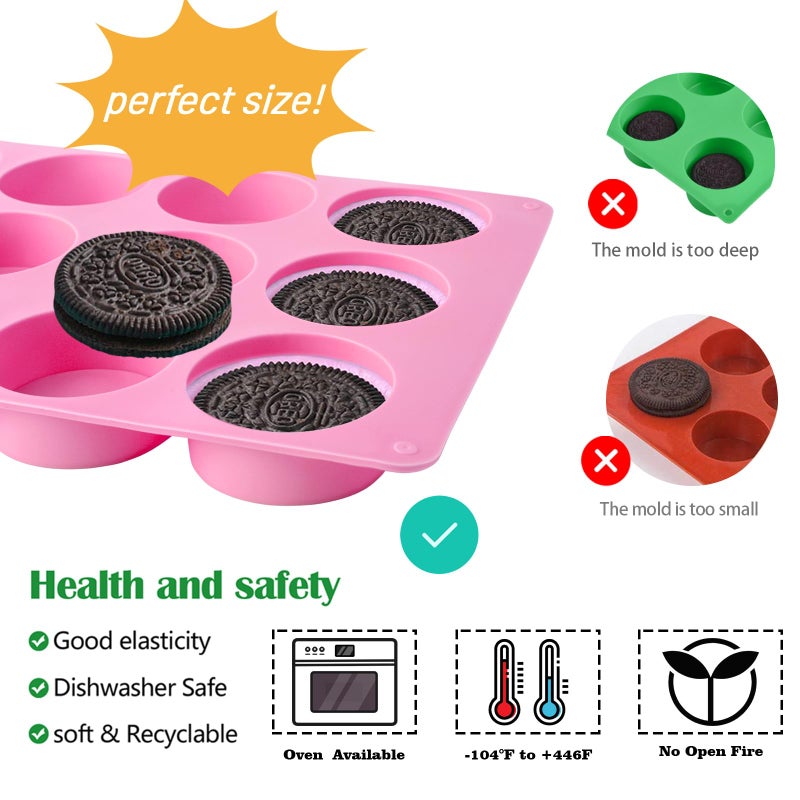 Actvty Round Chocolate Cookie Molds, 3 Pieces 12-Cavity Cylinder Chocolate Silicone Molds for Covered Oreo, Cookies Candy Jelly Mini Cakes and Muffin Baking(Pink) - Image 4
