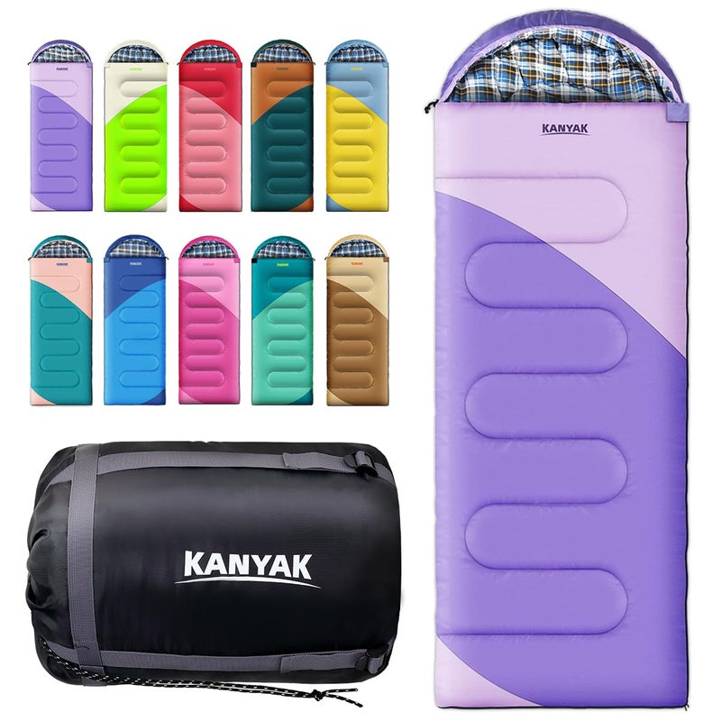 KANYAK WaterResistant Portable Purple Sleeping Bag for Adults Teens and Kids Perfect Outdoor Companion for 34 Season HikingHuntingCamping and Backpacking