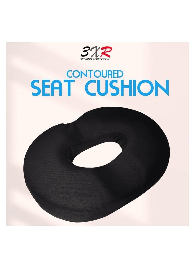 3XR - Premium Quality Contoured Donut Cushion Memory Foam Pillow Donut Pillow Seat Cushion For Car Chair Home Office 1 Pcs Black - Image 1