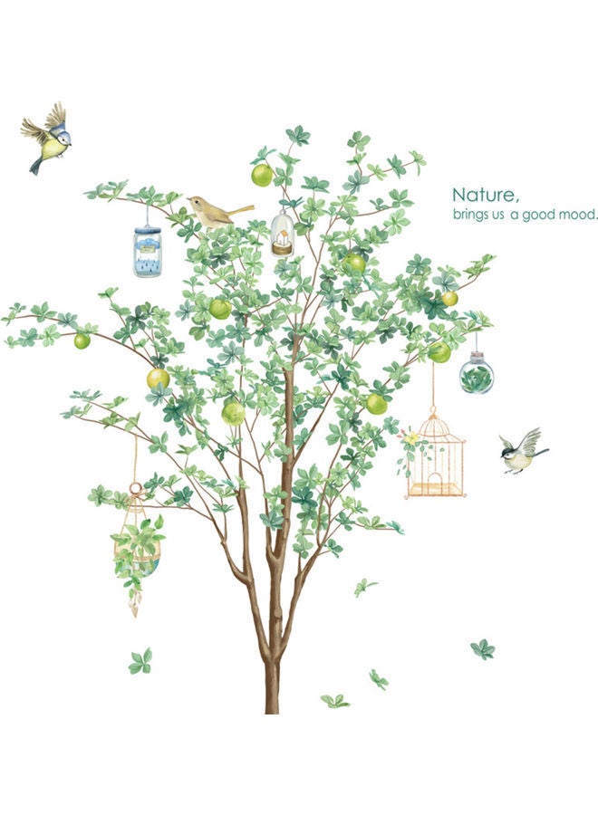 NIBEMINENT Removable Tree Bird Pattern Wall Sticker Multicolour - Image 1