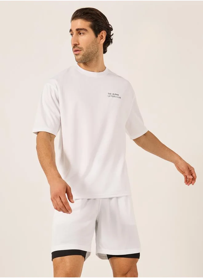 Styli Minimal Printed Mesh T-Shirt and 2in1 Shorts Set