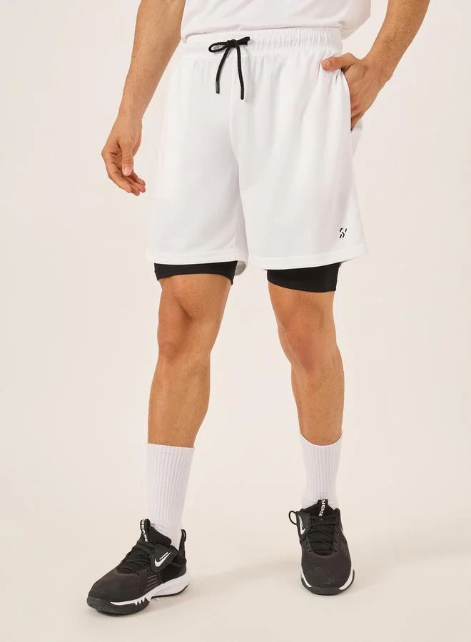 Styli Minimal Printed Mesh T-Shirt and 2in1 Shorts Set