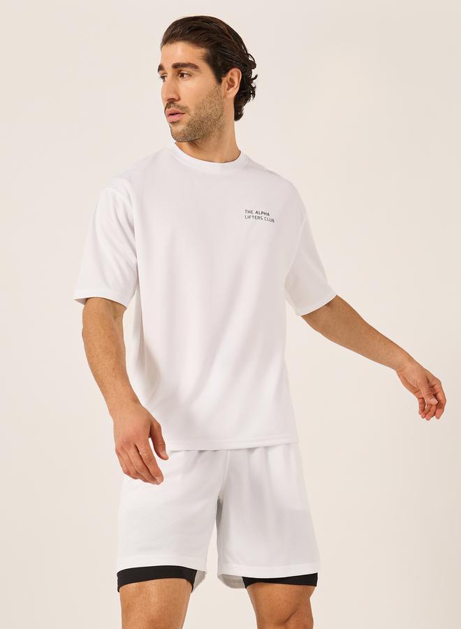 Styli Minimal Printed Mesh T-Shirt and 2in1 Shorts Set  - Image 2