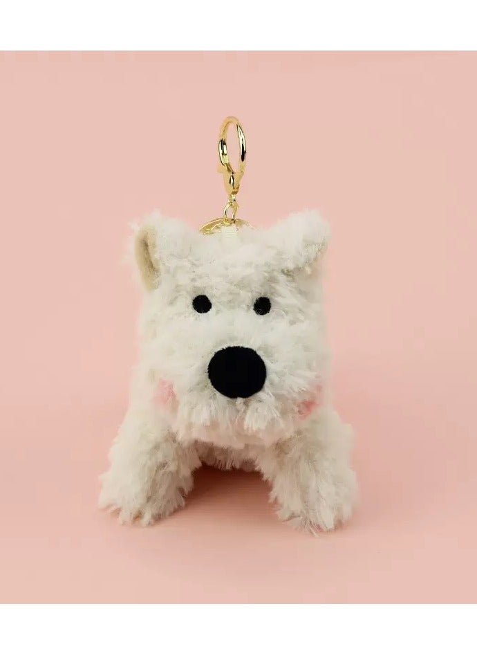 （Removable Santa hat and scarf）Adorable Plush Puppy Keychain with Christmas Scarf- Cute Mini Plushies Gifts for Kids and Women- Choice for Christmas Tree Toys, Bag Charms and Toys for kids(1pc, white) - Image 4