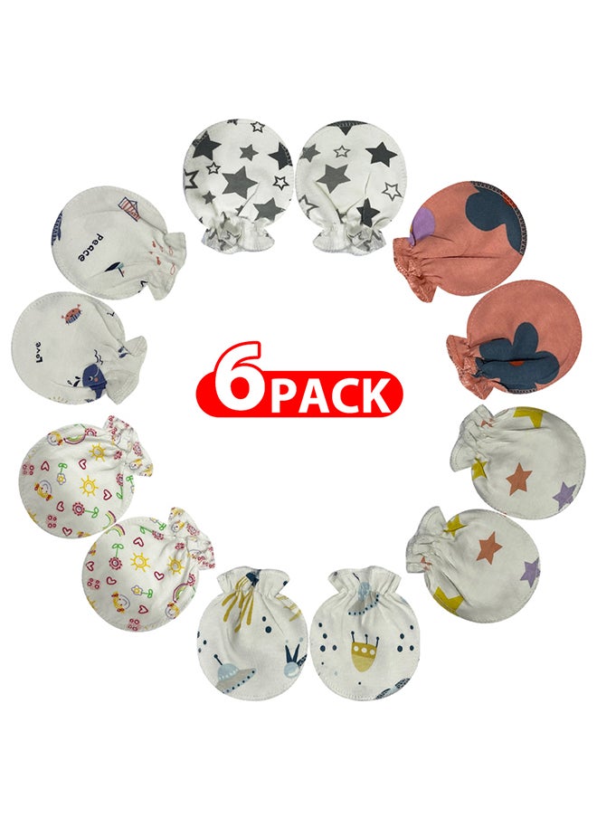 MARGOUN 6 Packs Newborn Baby Mittens Anti Scratch Baby Mittens No Scratch Mittens Baby Gloves for 0-6 Months Boys Girls Multicolour  - Image 1