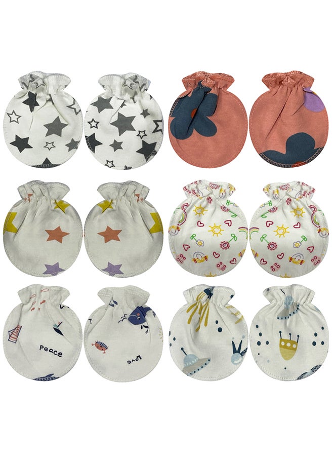 MARGOUN 6 Packs Newborn Baby Mittens Anti Scratch Baby Mittens No Scratch Mittens Baby Gloves for 0-6 Months Boys Girls Multicolour  - Image 2