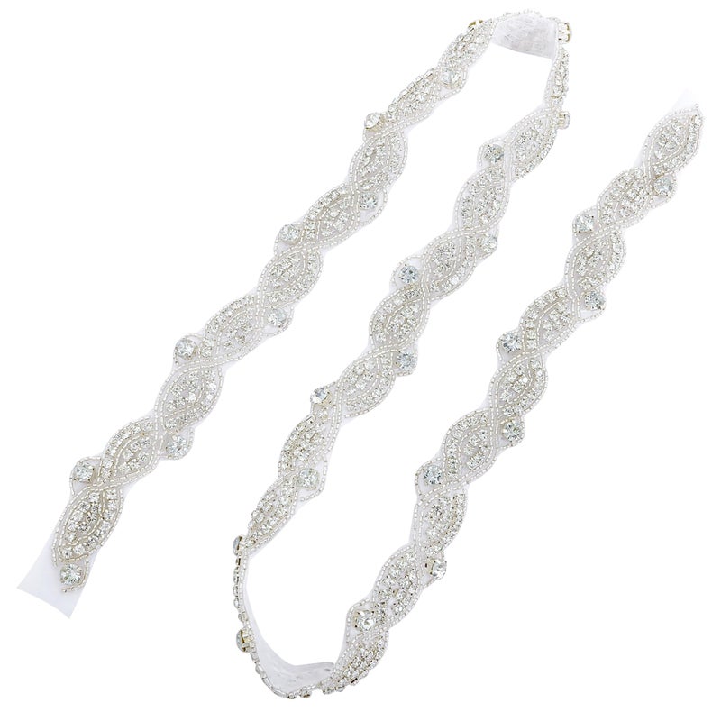 ShiDianYi ShiDianYi Rhinestone Applique Silver Bridal Sash Wedding Dress Belt Sash Rhinestone Belt Wedding Sash 
