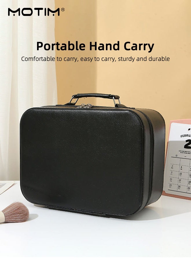 Motim Makeup Bag Beauty Case with LED Mirror, Adjustable Brightness LED Cosmetic Bag Makeup Travel Case with Dividers for Nail Tools Toiletry Jewelry Makeup Brushes - Image 5