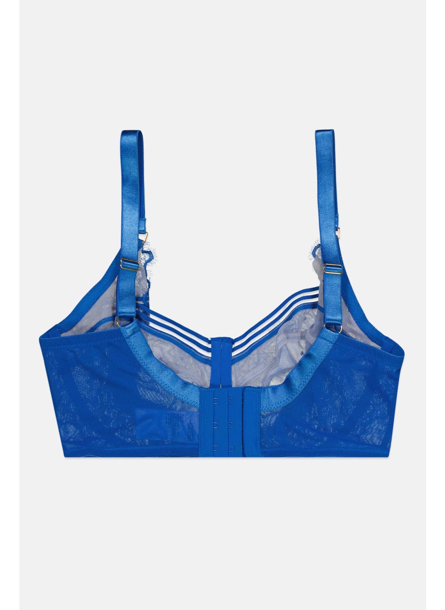 Figleaves Women Textured Non Padded Bra, Blue  - Image 2