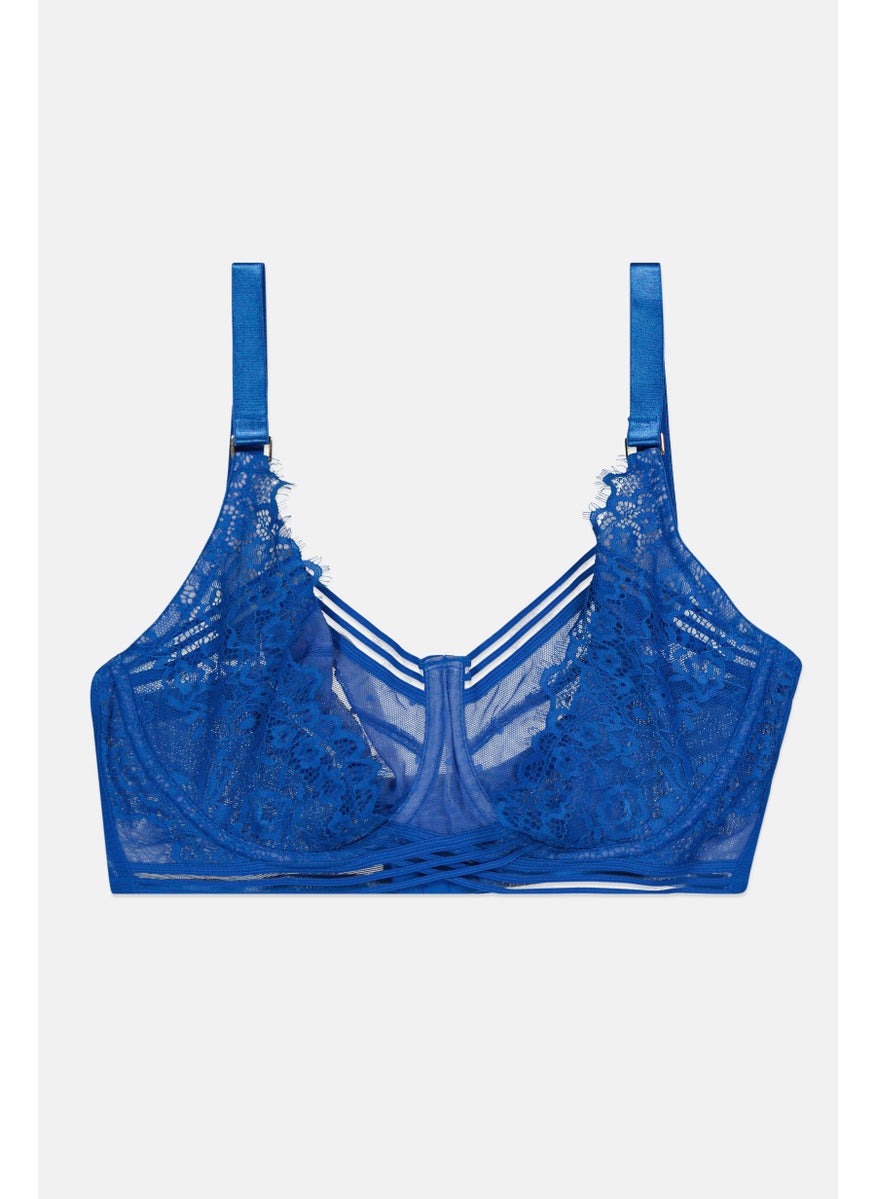 Figleaves Women Textured Non Padded Bra, Blue  - Image 1