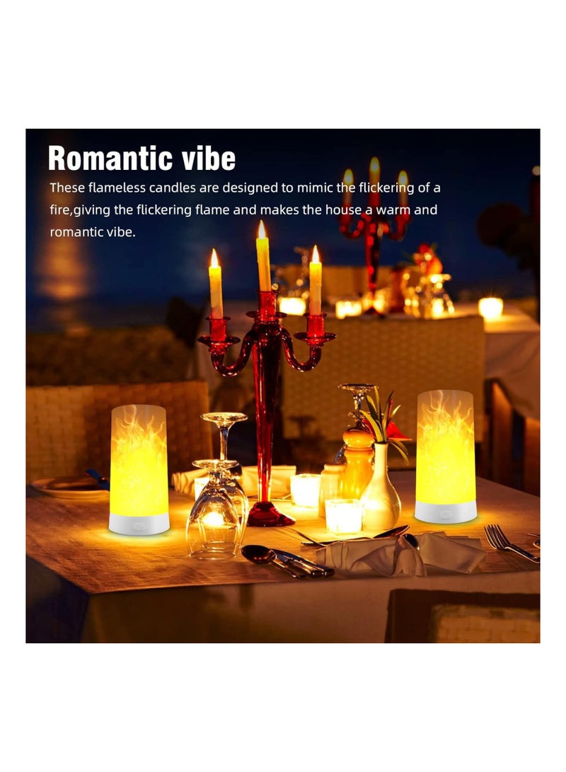 2PCS LED Flame Light, USB Rechargeable Flame Effect Light, Flame Lamp with Remote & Timer, Waterproof Dimmable Flameless Candles Light for Home Party Garden Camping Decoration, Fake Fire Lamps