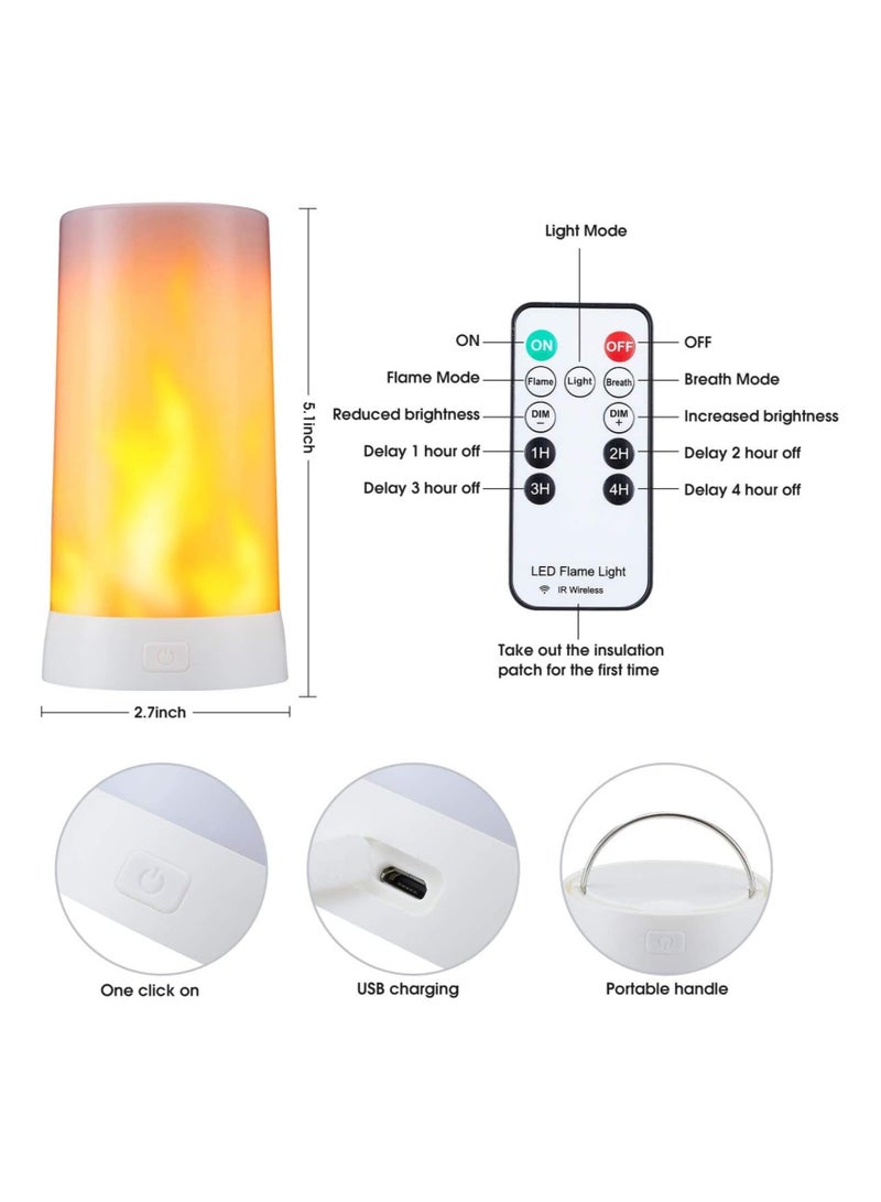 2PCS LED Flame Light, USB Rechargeable Flame Effect Light, Flame Lamp with Remote & Timer, Waterproof Dimmable Flameless Candles Light for Home Party Garden Camping Decoration, Fake Fire Lamps