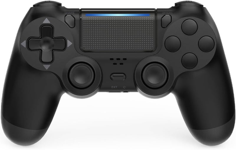 TIANHOO وحدة تحكم TIANHOO PS4 لاسلكية، مع ردود فعل اهتزازية، واستشعار الحركة، ولوحة لمس، وشريط ضوئي، ومشاركة، ومكبر صوت، ومقسم سماعة رأس 3.5 مم (أسود) - Image 2