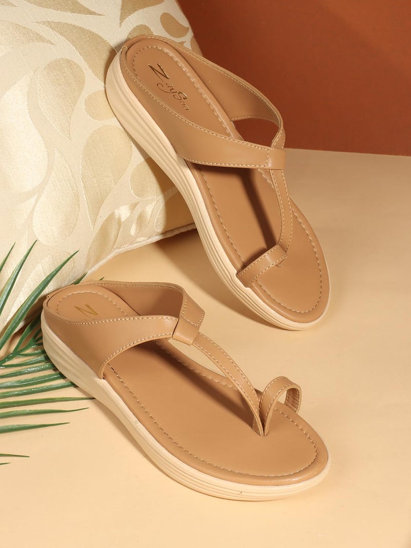 ZaySoo Womens Stylish Flat Sandals (Beige, UK Footwear Size System, Adult, Women, Numeric, Medium, 6) - Image 3