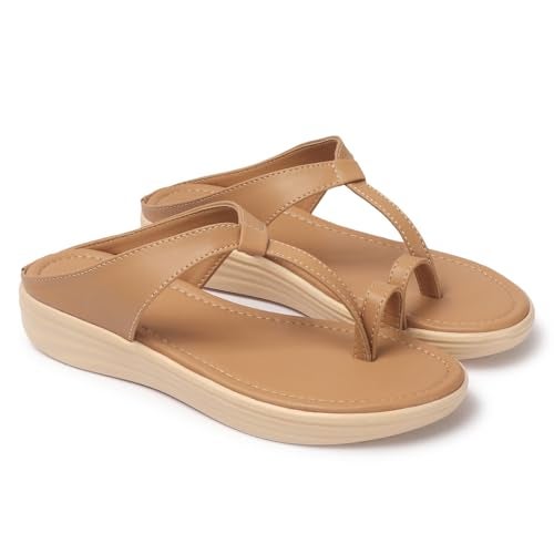 ZaySoo Womens Stylish Flat Sandals (Beige, UK Footwear Size System, Adult, Women, Numeric, Medium, 6) - Image 1