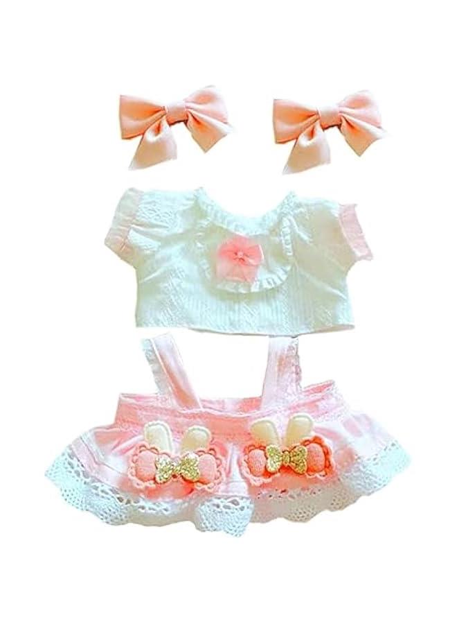 20cm Plush Doll Clothes Pink Headwear Shirt Skirt 8in Soft Stuffed Plush Toy Dress Up  - Image 1