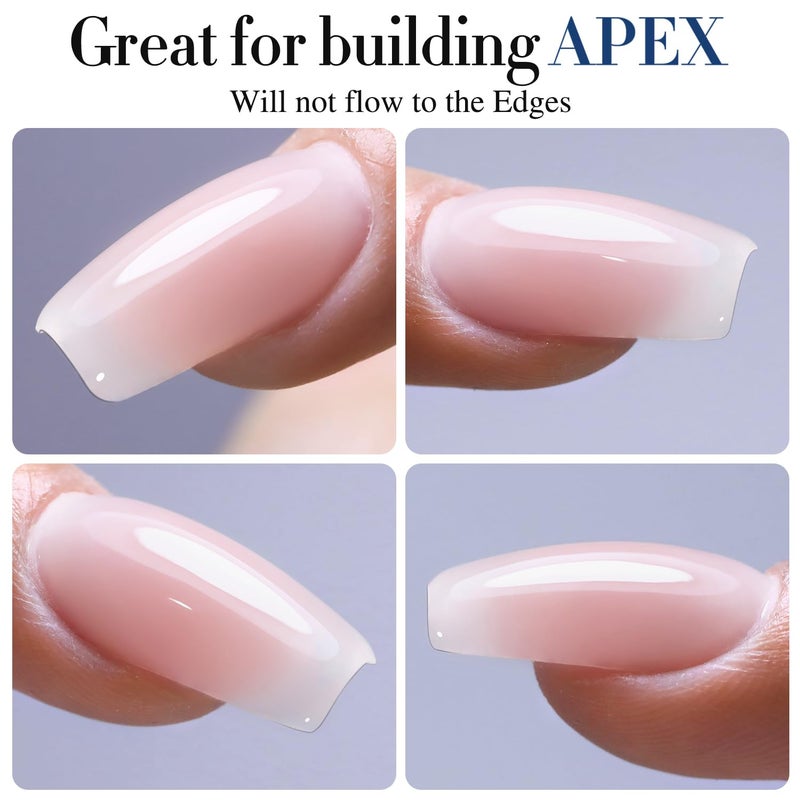 Double Rhythm Milky Pink Rubber Gel Nail Polish 15ml Nail Strengthener in a Bottle Nail Extension Hard Gel Soak Off Long Lasting Gel (Light Pink 8 in 1-4) - Image 5