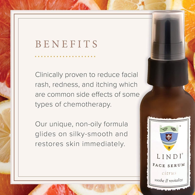 LINDI SKIN Face Serum Citrus - Ultimate Moisture and Comfort To Restore Your Skin Immediately - Reduce Facial Rash, Redness, and Itching - Relieves Uncomfortable Effects of Chemo Rash (1 fl oz) - Image 4